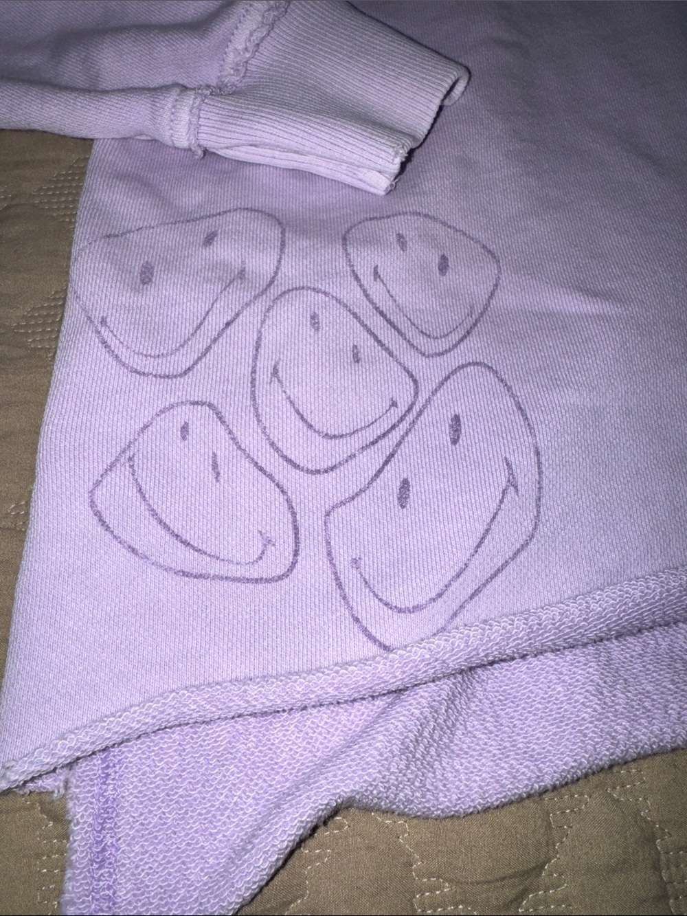 Aerie Lavender Smiley Face V neck Crewneck Sweatshirt Small - Picture 4 of 8